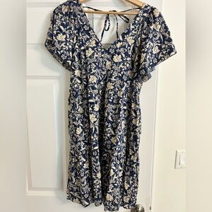 Old Navy Blue and White Flutter Sleeve baby doll Sundress